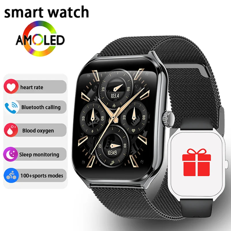 New Ultra Thin Smart Watch Men 1.96' AMOLED HD Pixel Display Always Show Time BT Call Reminder Smartwatch Ladies For Android iOS