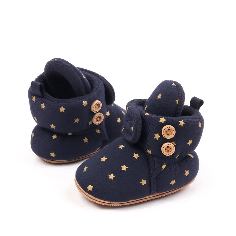 2024 Winter Baby Boots, Infant Girls Boys Warm Fashion Solid Shoes with Fuzzy Balls First Walkers Kid Shoes 0-18M High Quality