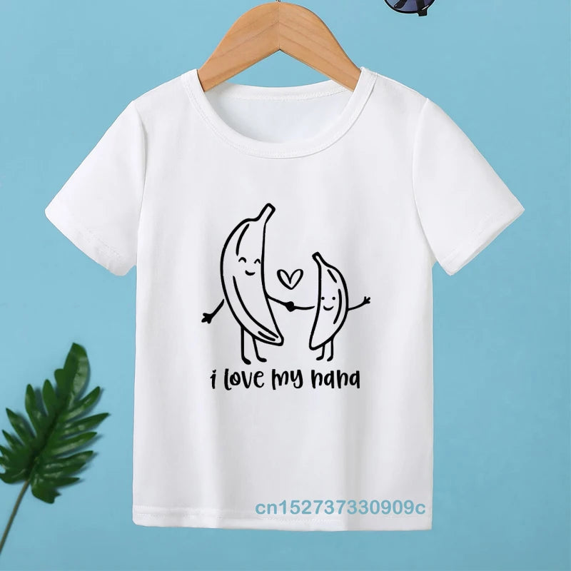 Toddler Girls/Boys Short Sleeve Letter "I LOVE MY NANA&PAPA" And Palm Graphic Casual T-Shirts Dress Kids Summer Clothes