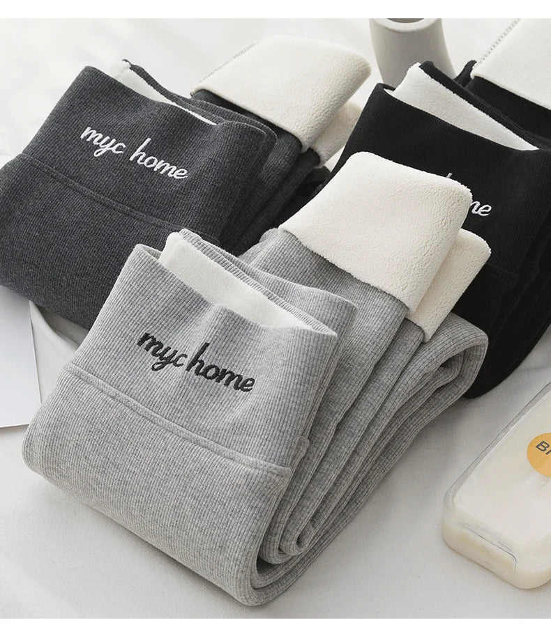 Winter Leggings For Women Thermal Underwear Solid Color Velvet Thicken Warm Pants High Waist Leggings Stretchy Leggings Trousers