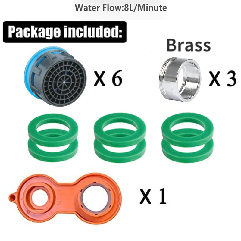 24mm Faucet Aerator Replacement, Water Saver Spout Filter Kitchen Tap Aerators Kit(6 Pieces)  Faucet Adapter Bathroom