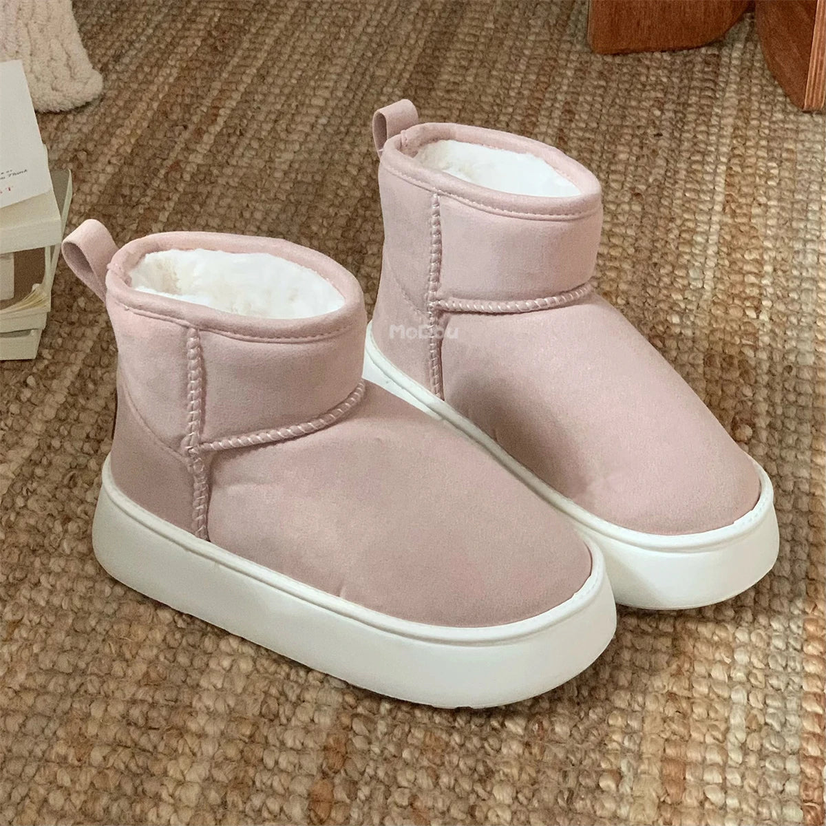 Winter New Warm Snow Boots 2025 Fur Design Women Short Boots Non-slip Light Comfortable Child Home Slippers High Top Shoe
