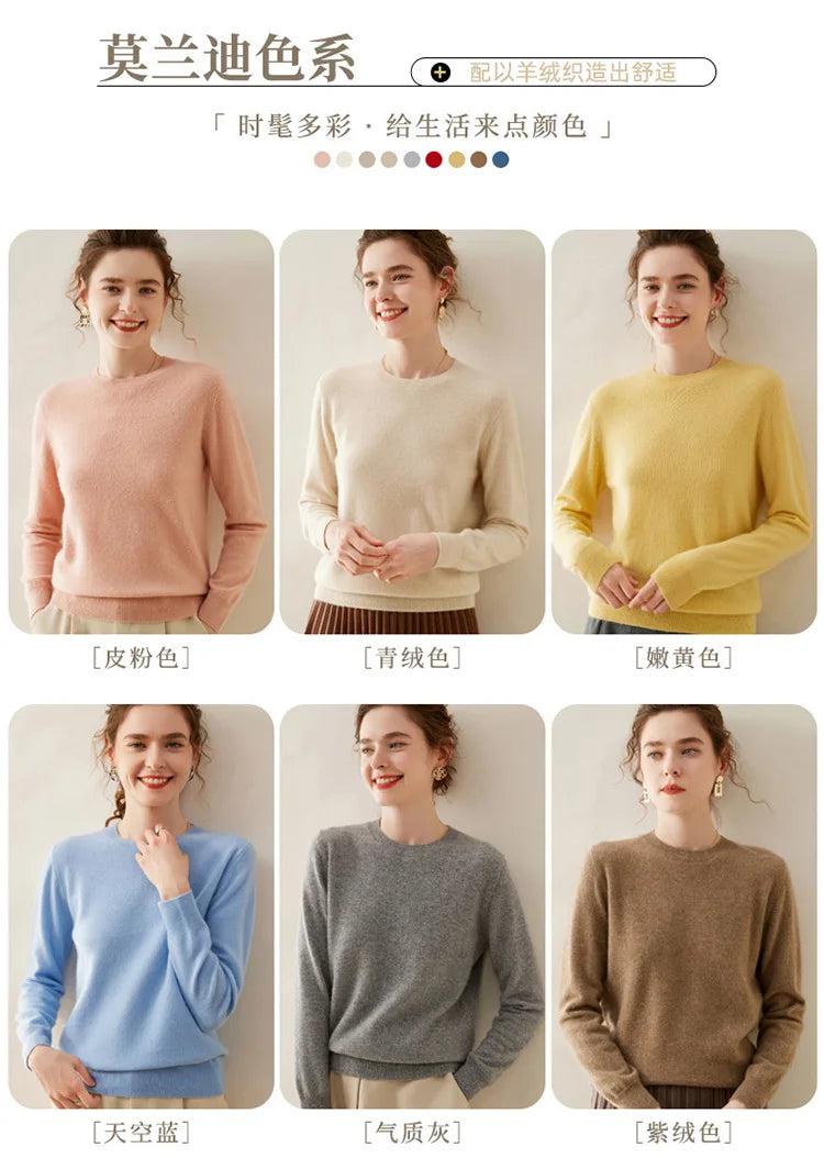 WinvyNee Cashmere Women Sweater Long Sleeve O neck Merino Wool Jumper Solid Knitwear Casual Pullover Tops Jumper Autumn A1054001