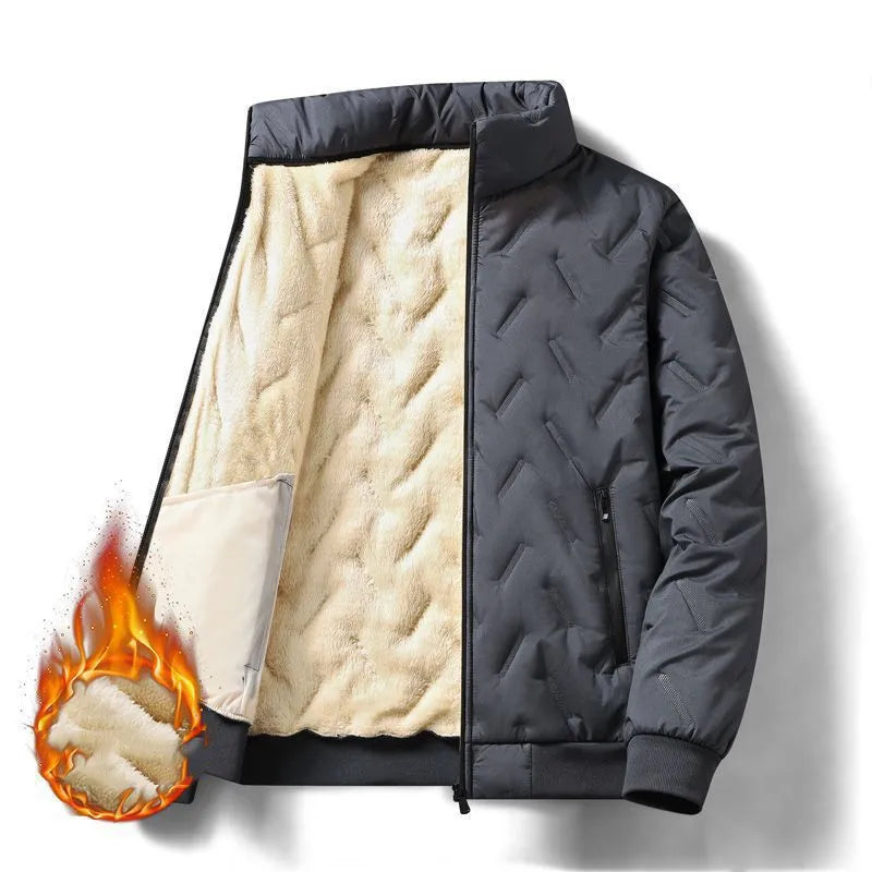 Men's Lamb Fleece Jackets Autumn Winter Casual Short Cardigan Coat Simple Comfy Solid Color Small Stand Collar Zipper Jackets