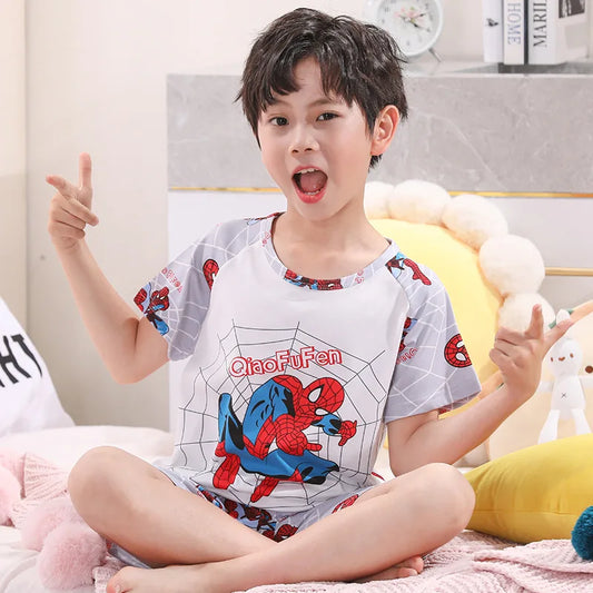 Kids Summer Baby Tops Toddler Tees Night Suit Baby Homewear Boy Sets Girl Pajamas Clothing Cartoon Short Sleeve Casual Wear