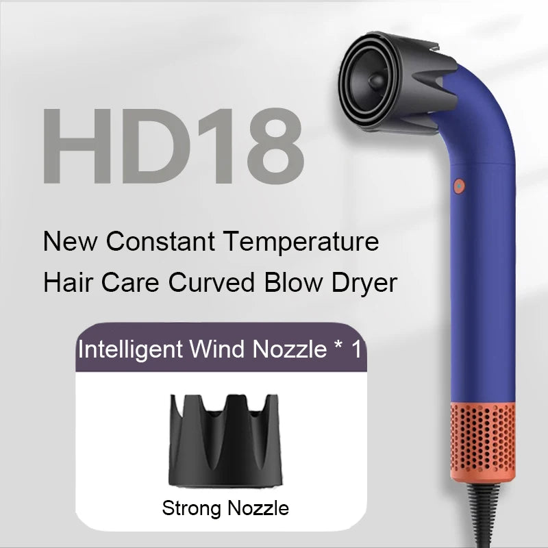 Hair Dryer 1400 Watt High Speed HairDryer Bend Pipe Professinal Hair-care Leafless Negative Ion Styling Tools with 6 Air Nozzles