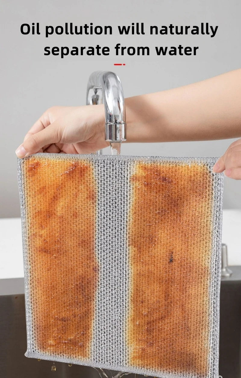 20/1pcs Magic Cleaning Cloth Thickened Double -sided Metal Steel Wire Rags Kitchen Dish Pot Washdishing Cloths Towel Clean Tools