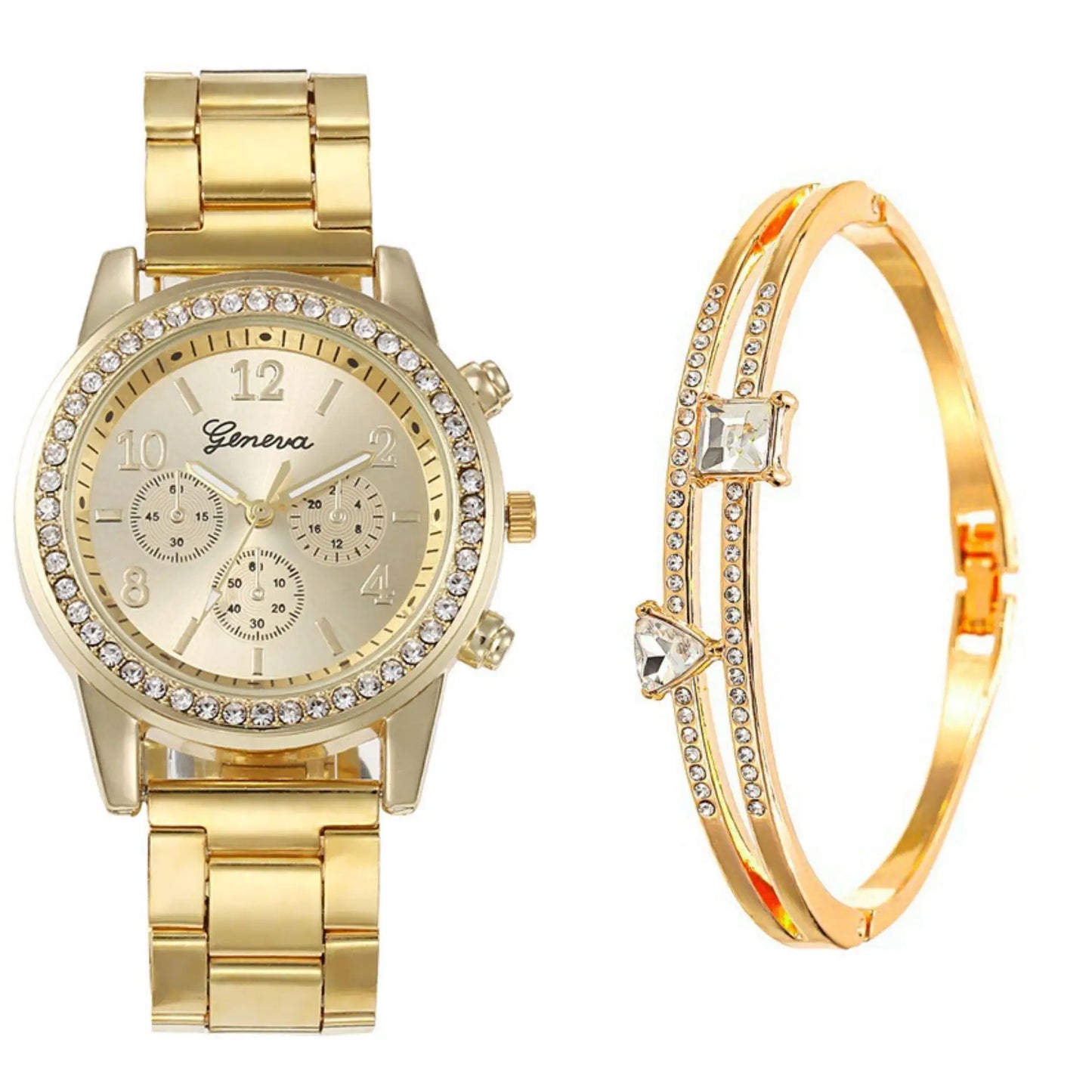 Women Gift Set, Luxury Commerce Steel Strap, Fashion Hundred Quartz Watch, Bracelet, Two Pieces, Suitable as Gift 2