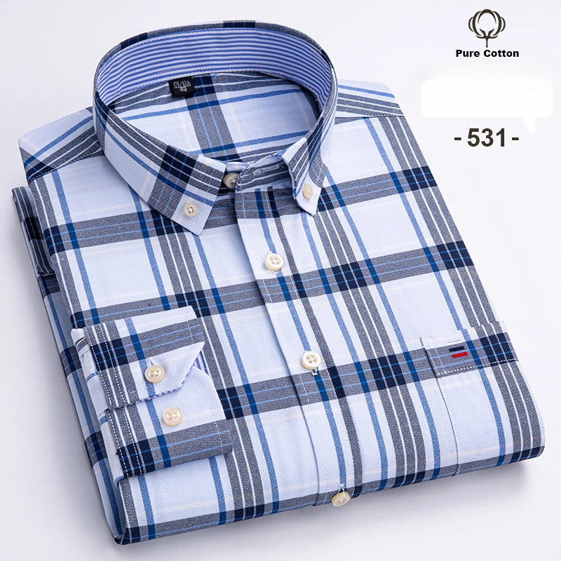 Fashion over size7XL long-sleeve shirts for men100%cotton Oxford plan shirt slim fit casual elegants clothes free shipping items