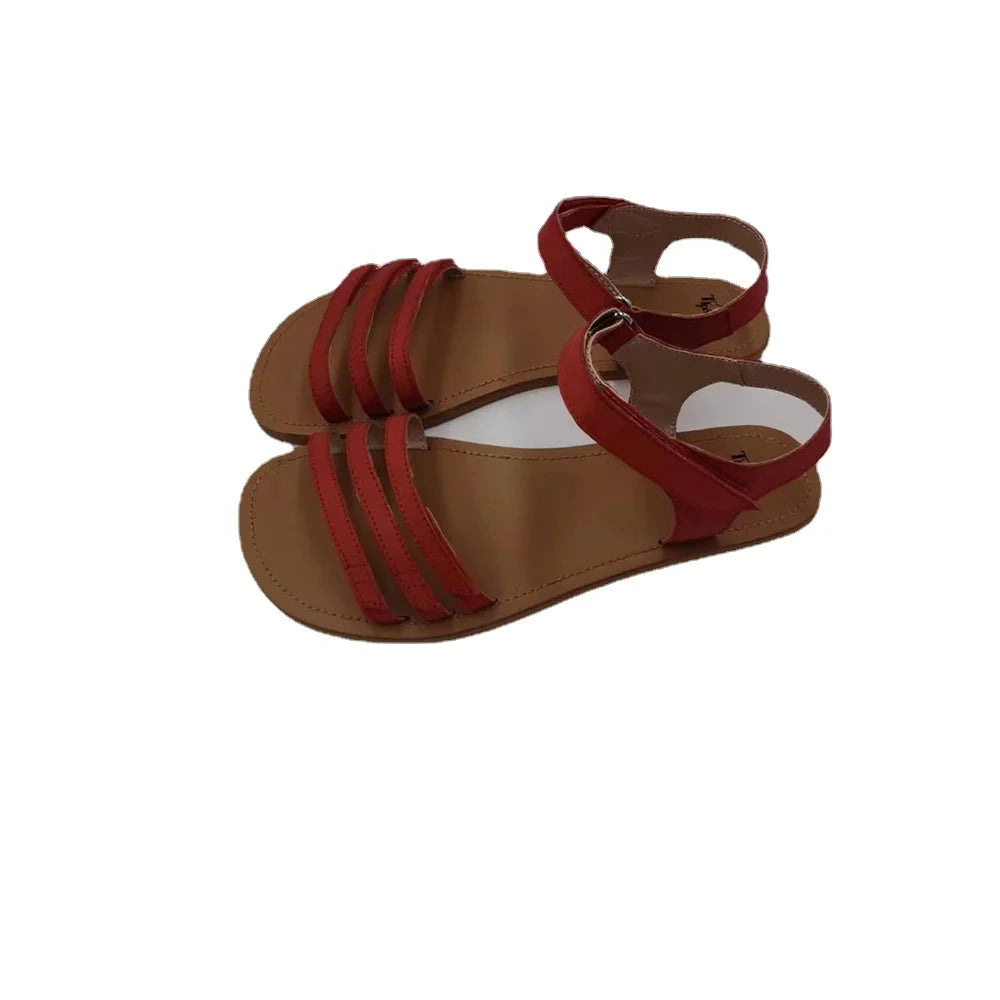 Tipsietoes 2025 Sprinng Barefoot Leather Flat Sandals For Women Shoes With New MInimalist Soft Sole