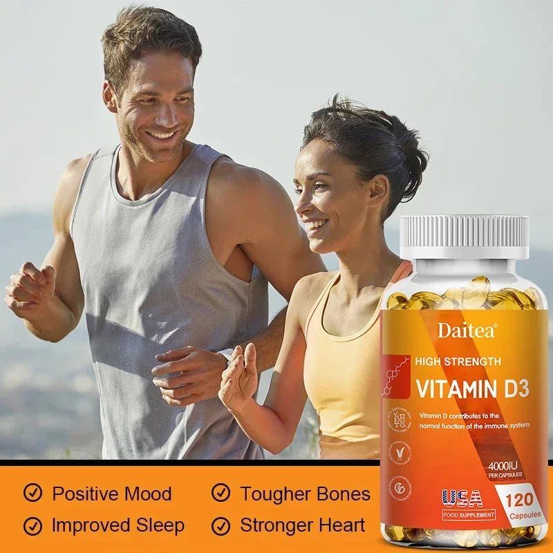 Vitamin D3 Capsules 4000IU Provide Immune, Bone Support, Promote Calcium Absorption, Promotes Muscle Health, Nervous System