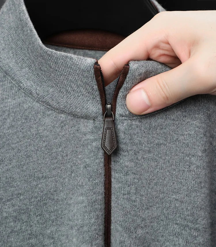 Cashmere Wool Classsic Sweater Men Autumn Winter Warm Knitting Clothes Long Sleeve  Sheep Wool Zipper Sweater Top Pullovers