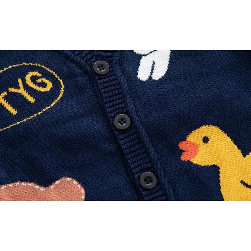 Ropa de invierno para niños y niñas, suéter infantil bonito, cárdigan de punto, Top con estampado de animales, prendas de punto infantiles, conjunto de abrigo