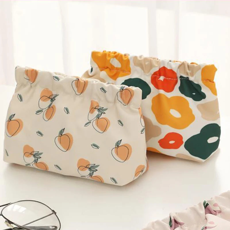 Multi Color Printed Canvas Cosmetics Storage Bag For Girl Students Key Lipstick Makeup Case Organizer Handbag Toiletry Bags