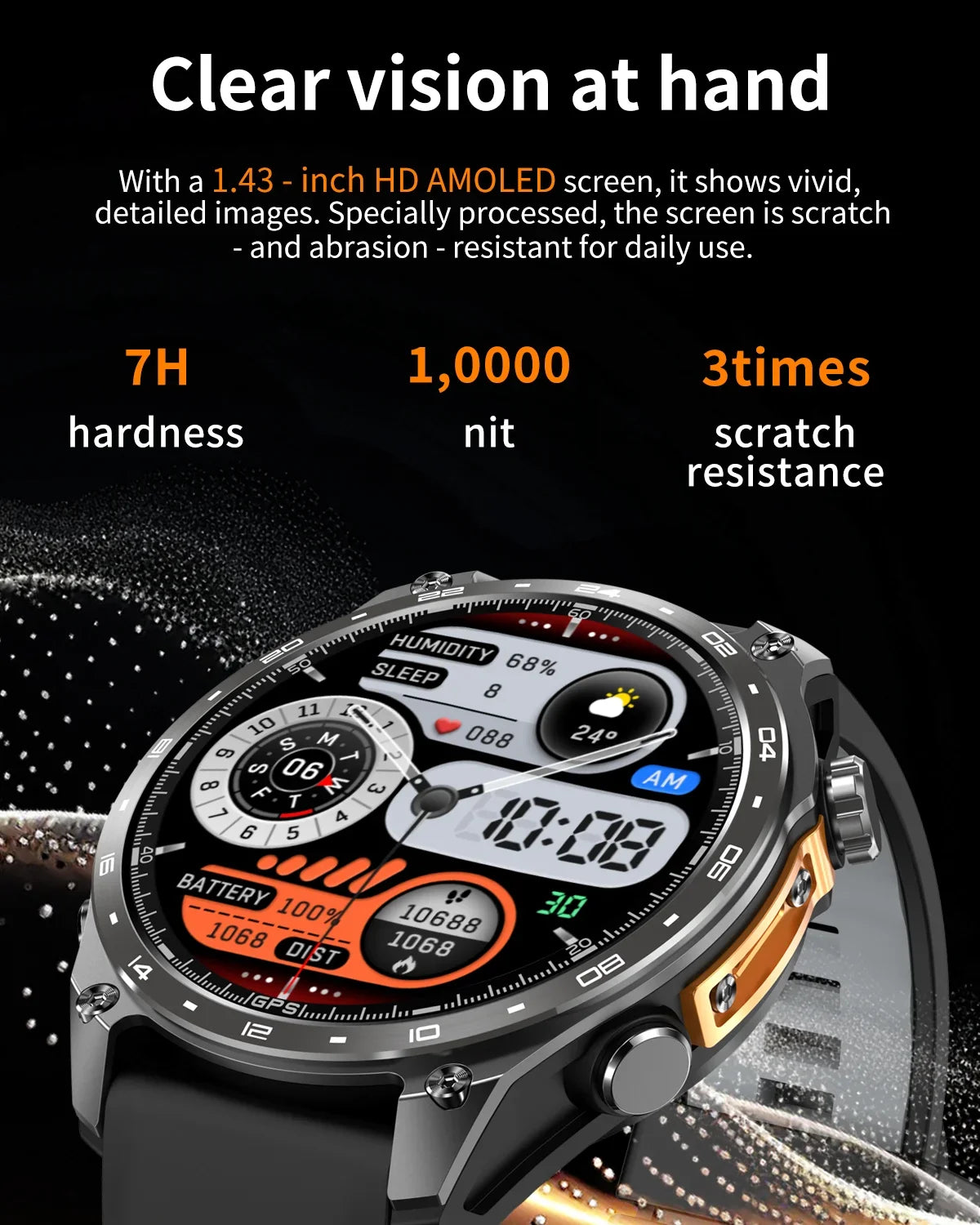 2026 New Smart Watch for Men with Built in GPS Maps 100+ Sport Modes 3ATM Waterproof BT Call MP3 MP4 Playback Altitude Compass
