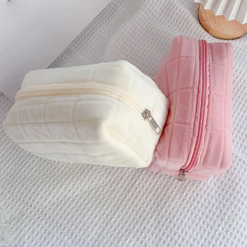 Makeup Bag Pillow Storage High-End Sense Portable Travel Cosmetic Bags Solid Color Zipper Toiletry Bag Washing Pouch Storage Bag