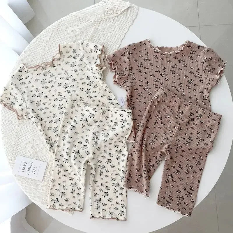 Children's Sleepwear Clothes Set Kids Baby Summer Outdoor Wear Home Wear Fashion Casual Toddler Infant Girls Suit