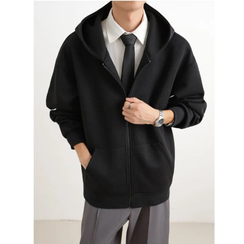 Jacket Mens 2025 Autumn New Hooded Jacket man Streetwear Trendy Outerwear Innovative Fabric Casual Coat Urban Style Lightweight