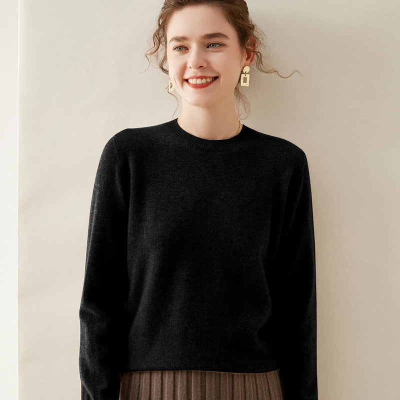 WinvyNee Cashmere Women Sweater Long Sleeve O neck Merino Wool Jumper Solid Knitwear Casual Pullover Tops Jumper Autumn A1054001