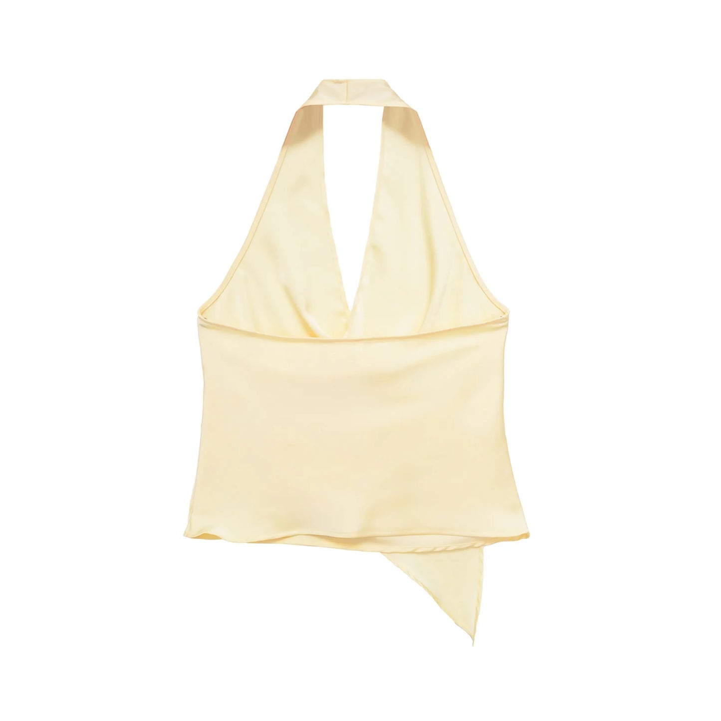 HH Women Fashion Halter Tops Draped Asymmetrical Hem Elegant Satin Sleeveless Summer Vest Female Casual Party Polka Dot Tops