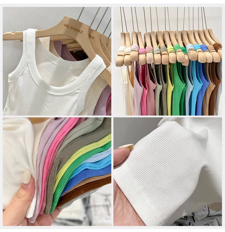 Women Solid Round Neck Ribbed Tank Top Camisole Women 2026 Summer Basic Elastic Tank Top O Neck Solid Tank Top