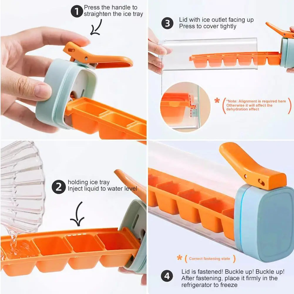 Food Grade Silicone Ice Cube Mold with One‑Press Storage Box Whiskey Ice Cube Maker for Home Bar Kitchen Tools