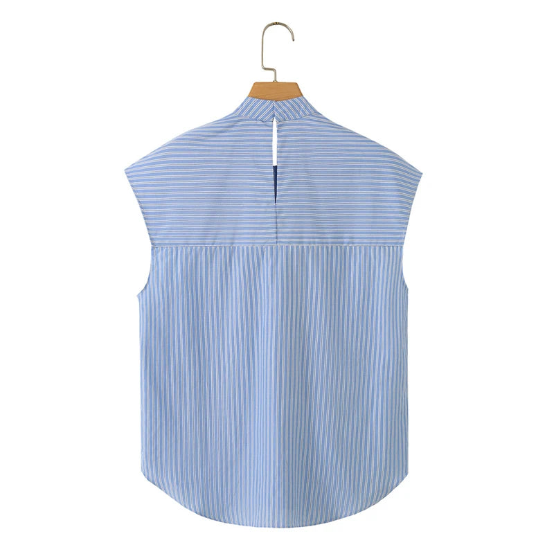 2026 New Women's Shirts Summer Fashion Striped Blouse Elegant Scarf Collar Office Women's Blouse Street Chic Young Tops