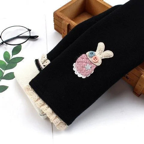 Girls Thermal Leggings Autumn Winter Kids Cute Rabbit Simplicity Tight Warm Trousers Baby Children Skinny Pants Casual Bottoms