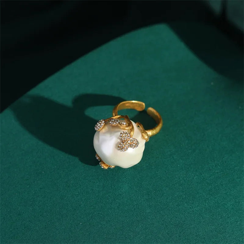 Baroque Style Freshwater Pearls Necklace Jewelry Sets For Women Gold Color Wedding Ring Set Bridal Nightwear Pendant 2025 Trend