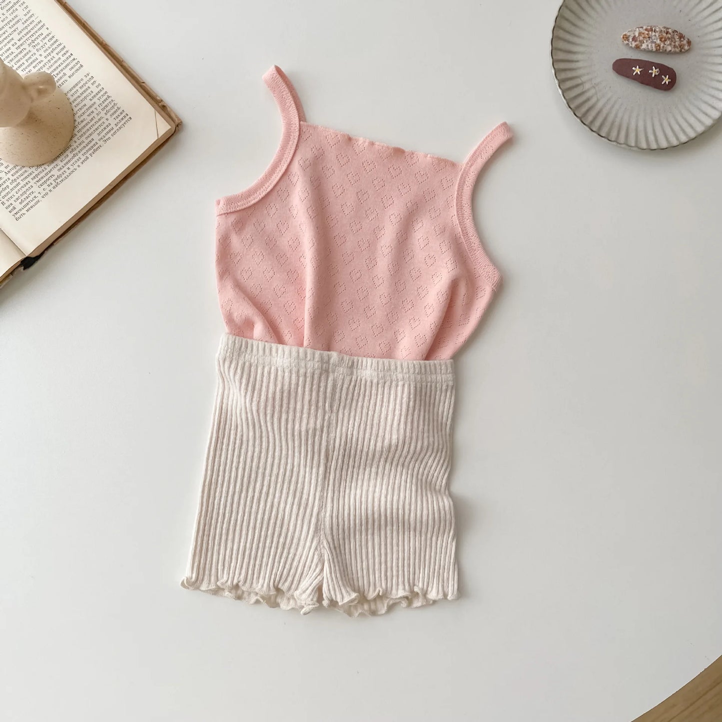 New Kid Camisole Newborn Hollow Out Love Vest Girl Baby Thin Solid Casual Tops Waistcoat Infant Cotton Suspenders Shirt