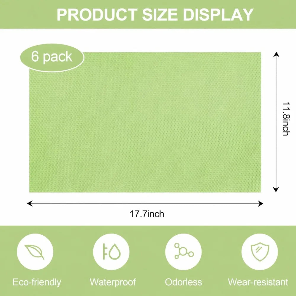 Fridge Shelf Liners 6 Pack Refrigerator Mats Washable Reusable Drawer Liner Non Slip Multipurpose Kitchen Cabinet(Green)