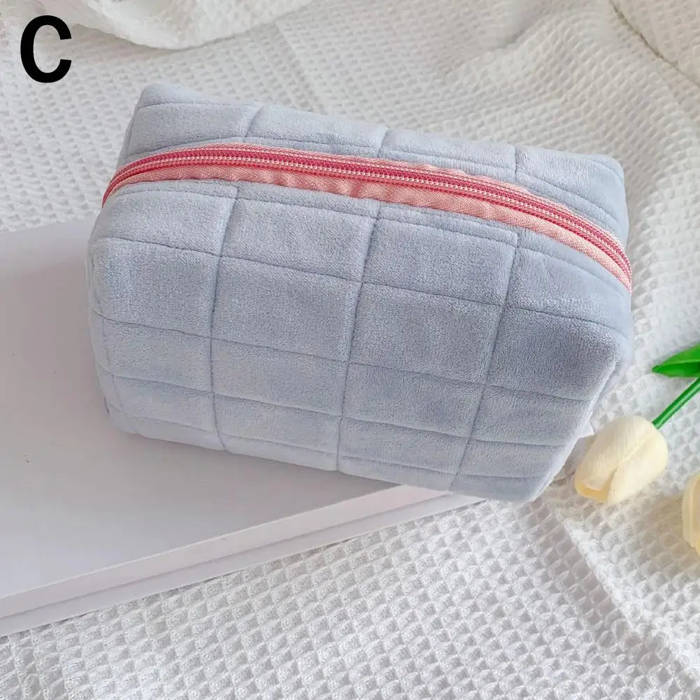 Makeup Bag Pillow Storage High-End Sense Portable Travel Cosmetic Bags Solid Color Zipper Toiletry Bag Washing Pouch Storage Bag
