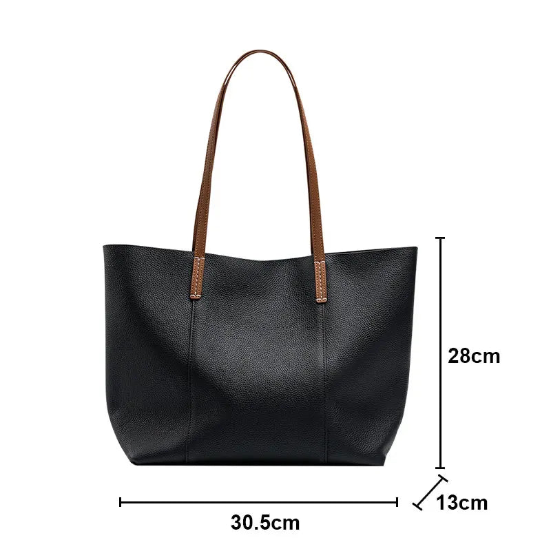 100% Genuine Leather Women's Tote Bags Luxury Designer Large Capacity Women Shoulder Bag Soft Cowhide Female Handbags 2378