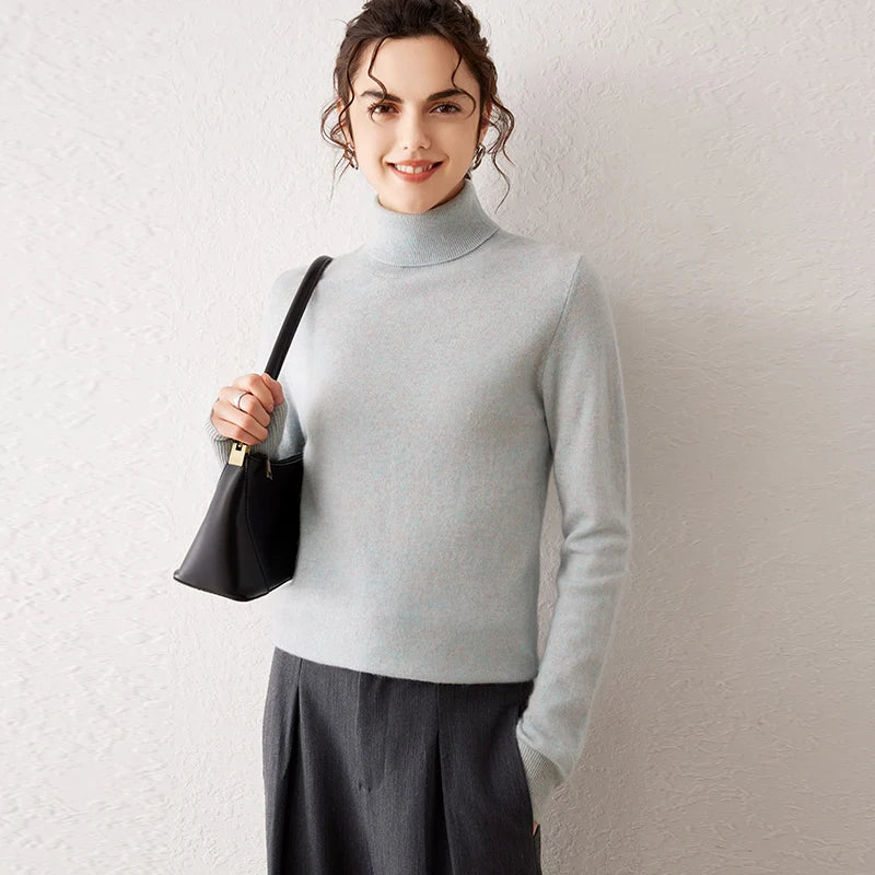 Ladies Sweater Cashmere Sweater Women Wool Turtleneck Knitwears 100% Cashmere Tops Long Sleeve Pullovers Jumpers Female Clothing