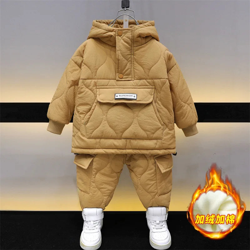 2022 Winter Girls Boys Clothing Sets 2-10 Years Children Warm Thick Jackets Pants Suit Boy Coats Trousers Kids Tracksuit Outfit