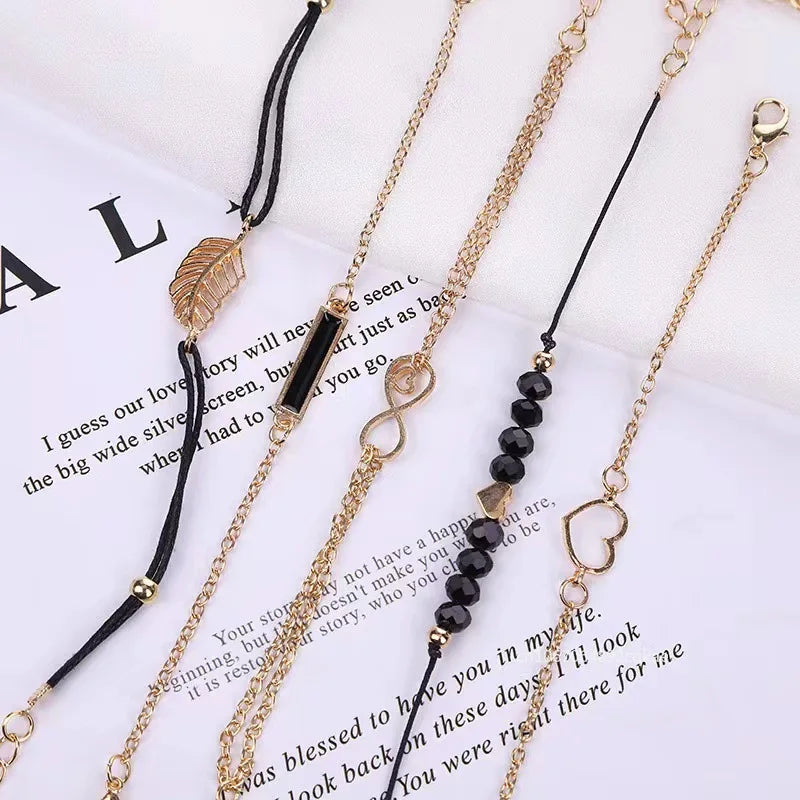 6PCS Set Watch for Women Luxury Leather Analog Ladies Quartz Wrist Watch Fashion Bracelet Watch Set Female Relogio Feminino Gift