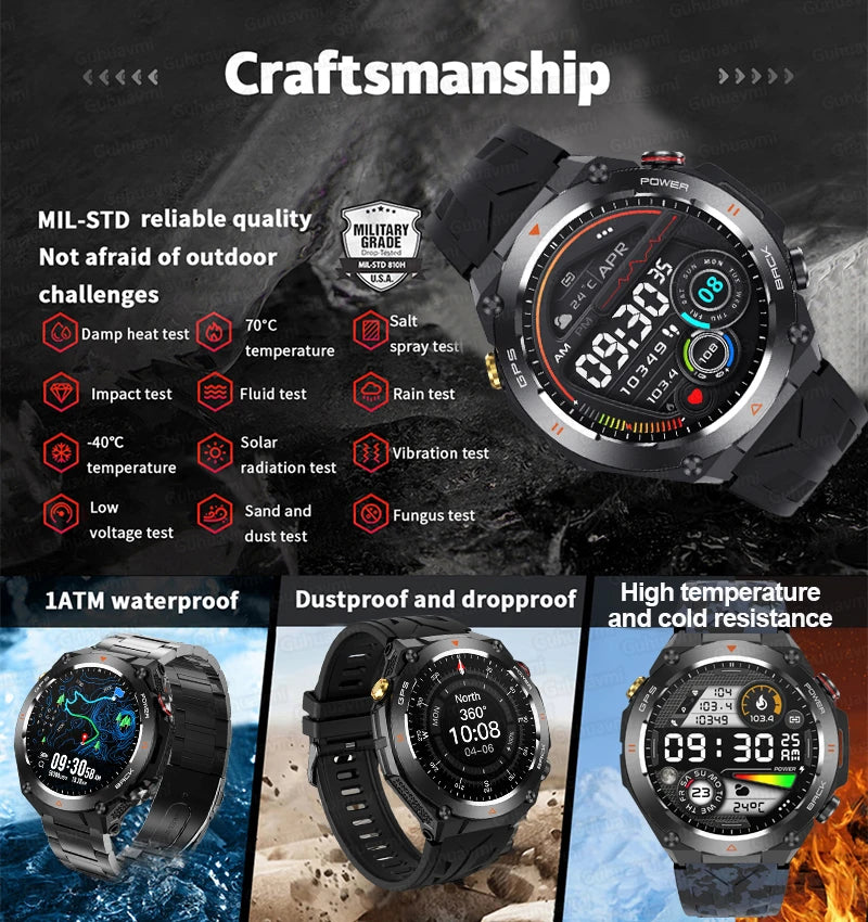 GPS Smart Watch Men Outdoor Digital Sports Fitness Smartwatch 650mAh AMOLED AOD Bluetooth Electronic Watch Women For Android IOS