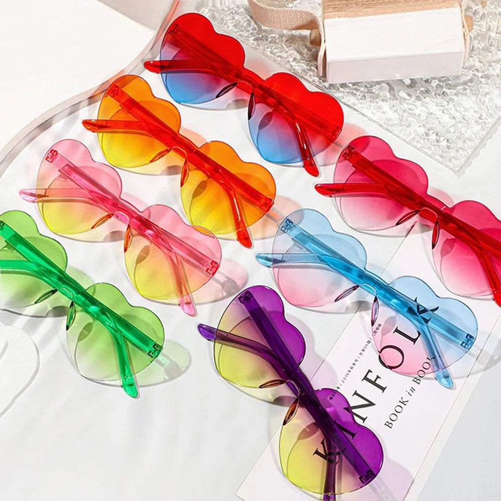 Fashion Colorful Heart-shaped Sunglasses Women Party Girls Outdoor Sun Protection Jelly Gradient Sun Glasses Goggles UV400 1Pcs