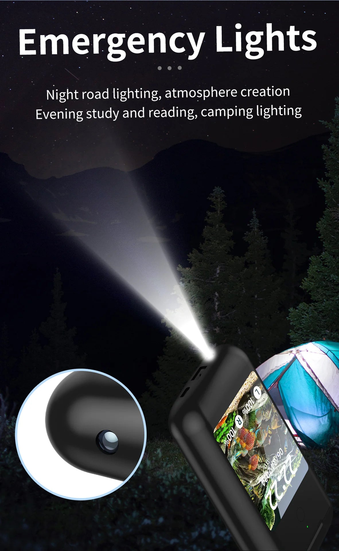 In Ear Style Headphone Large Screen Touch Earphone Large Battery Multiple Function Flashlight Phone Charge Headphone Music Game