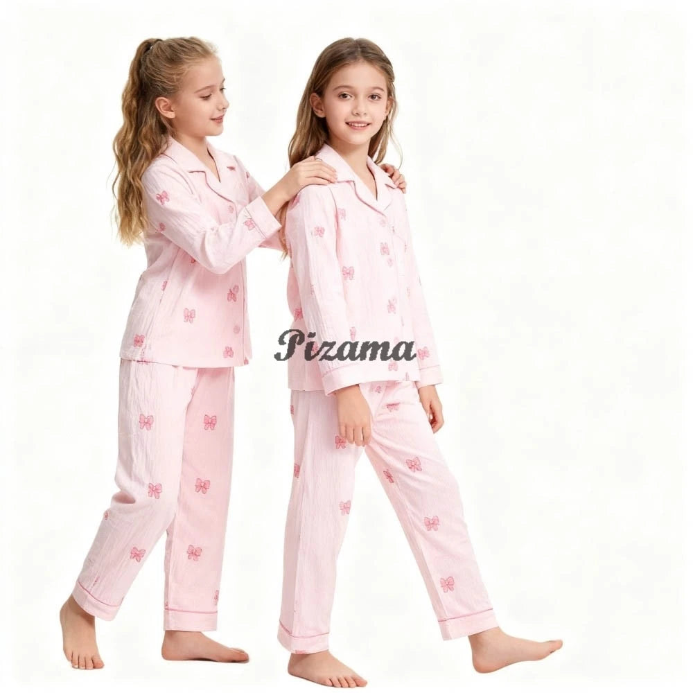 Spring Autumn Winter Teen Girls Pajamas Sets Children 2 Piece Full Sleeve Loungewear Kids Pyjamas Button Down Pijama Teen Niña