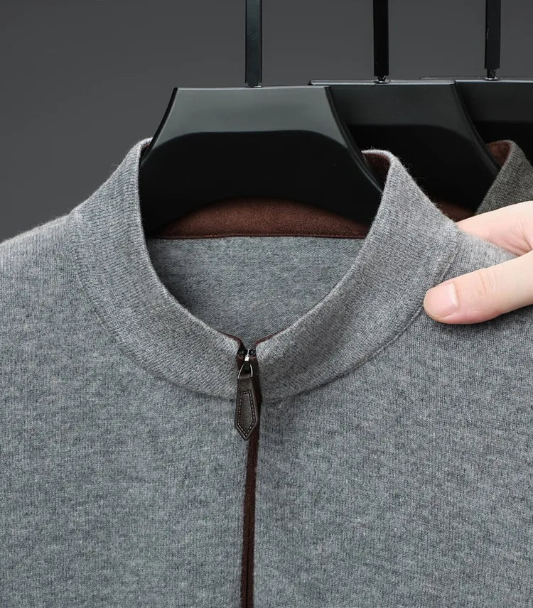 Cashmere Wool Classsic Sweater Men Autumn Winter Warm Knitting Clothes Long Sleeve  Sheep Wool Zipper Sweater Top Pullovers