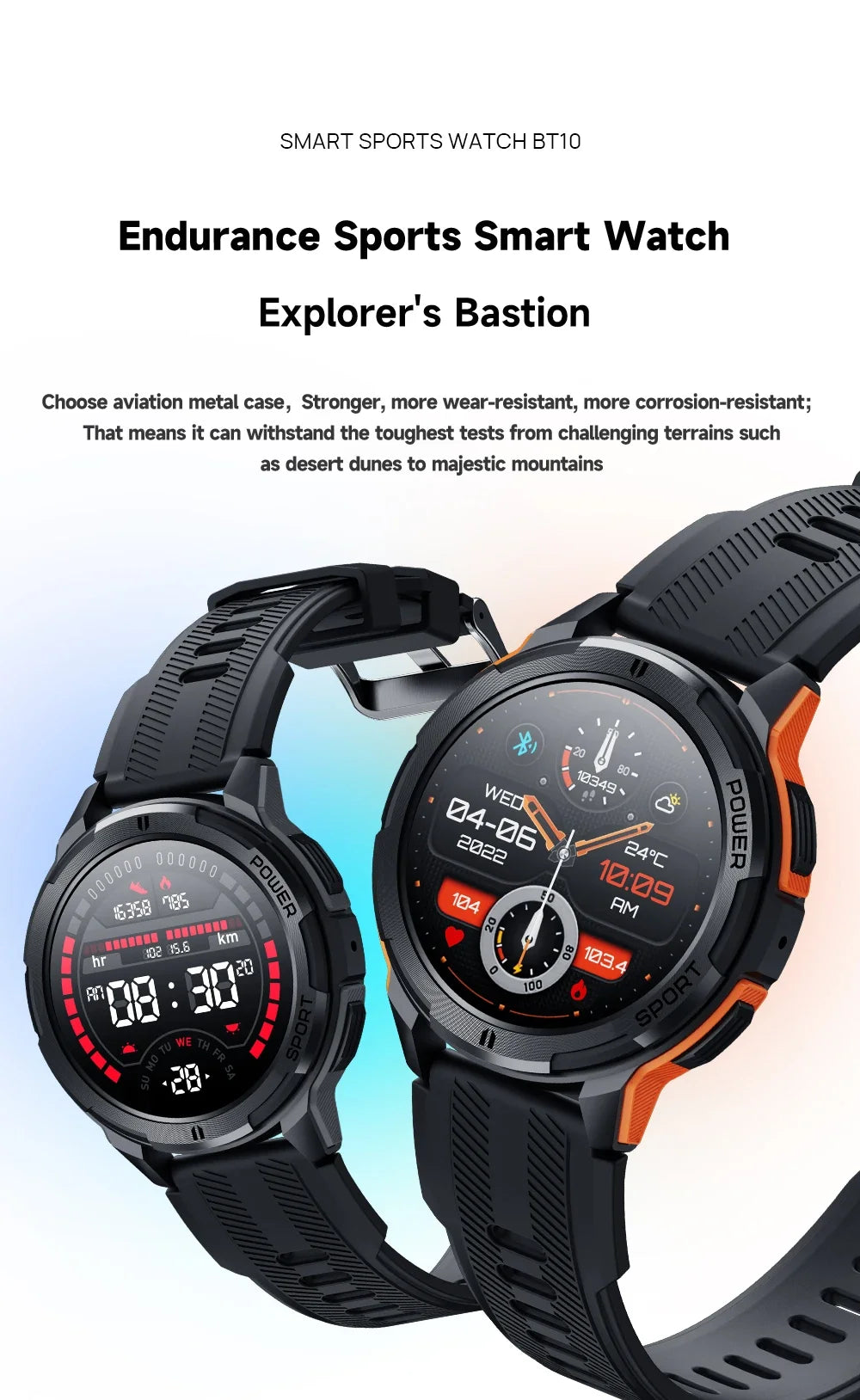 OUKITEL Smart Watch BT10 Sport SmartWatch BT5.2 410mAh 1.43" AMOLED Display