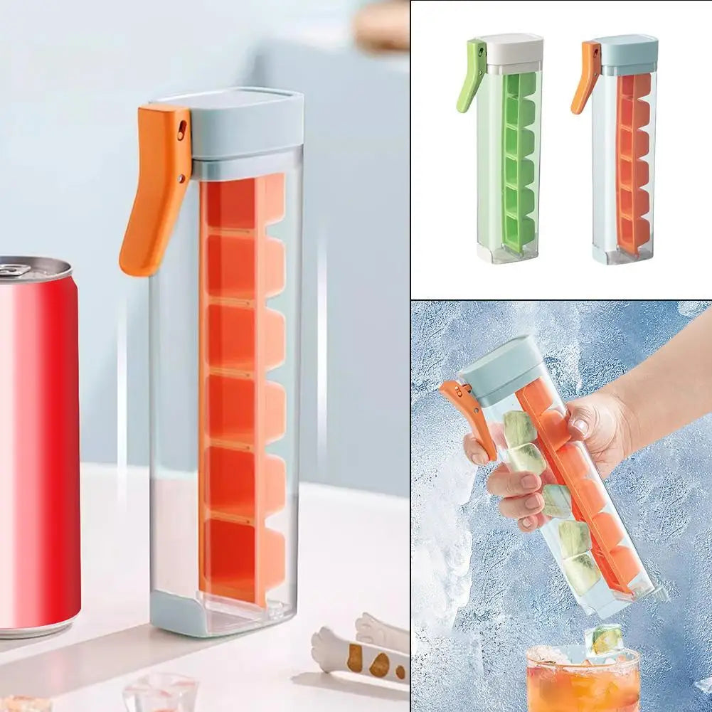 Food Grade Silicone Ice Cube Mold with One‑Press Storage Box Whiskey Ice Cube Maker for Home Bar Kitchen Tools