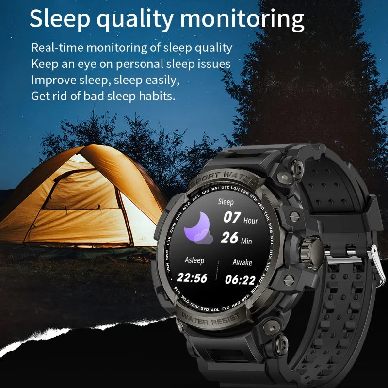 New Military Outdoor Sports Fitness Smart Watch For Men Bluetooth Call Fitness Tracker Health Monitoring Blood Oxygen Waterproof