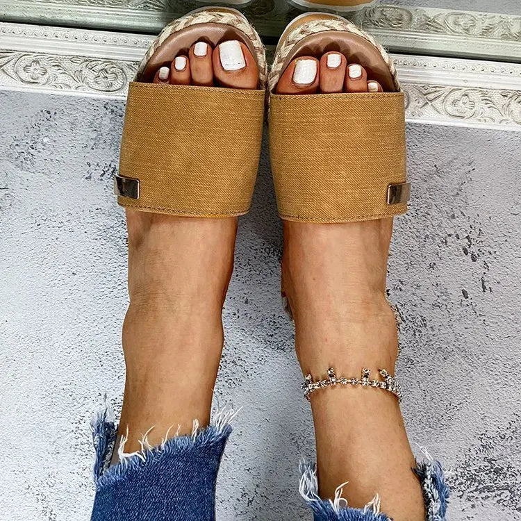 Womens High Heel Sandals Ladies Thick Bottom Casual Slippers Summer New Wedges Sandals Female Shoes Women Platform Mules Slipper