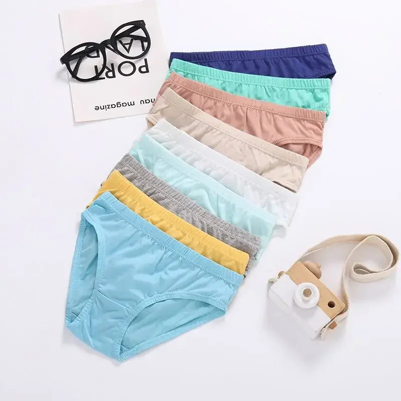 12pcs/Lot Solid Boys Underewears Baby Brief Underwear Kids Panties Suit 1-10Years