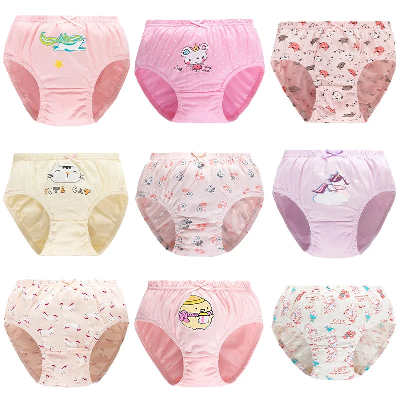 LJMOFA 1 piece Random Kid Cute Brief Cartoon Underwear Child Girl Designs Printing Strip Shorts Panties For Baby Boy 2-13Y B148