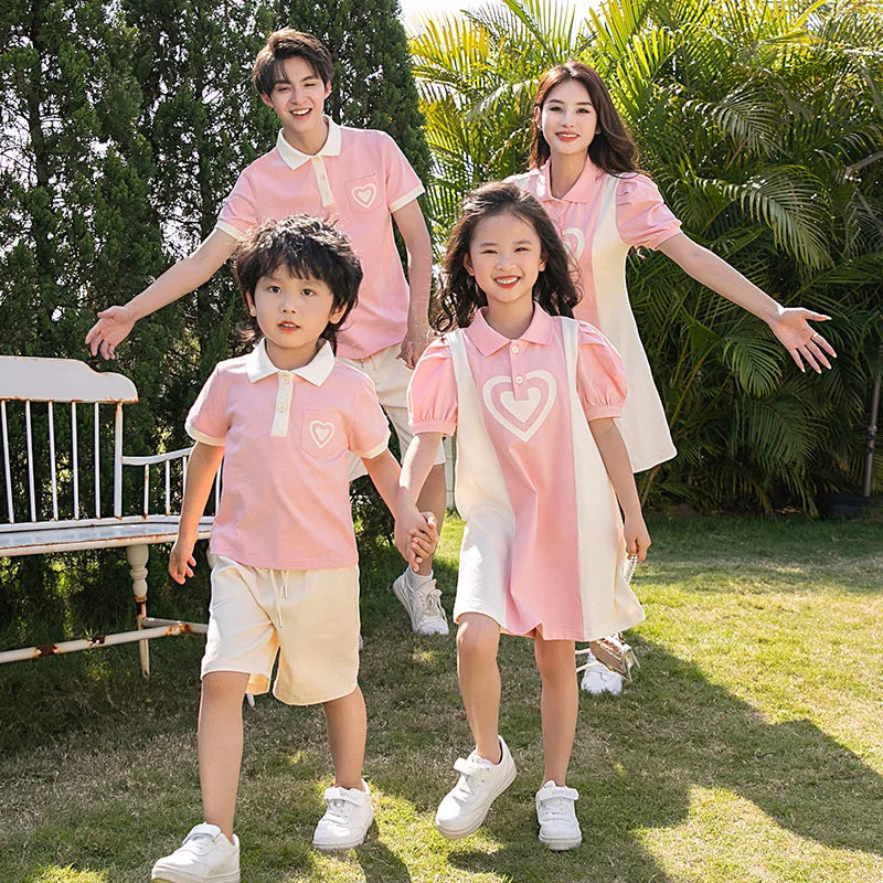 Trajes familiares a juego de verano, vestido a juego para madre e hija, camiseta de algodón para papá e hijo, pantalones cortos, trajes a juego para parejas de vacaciones