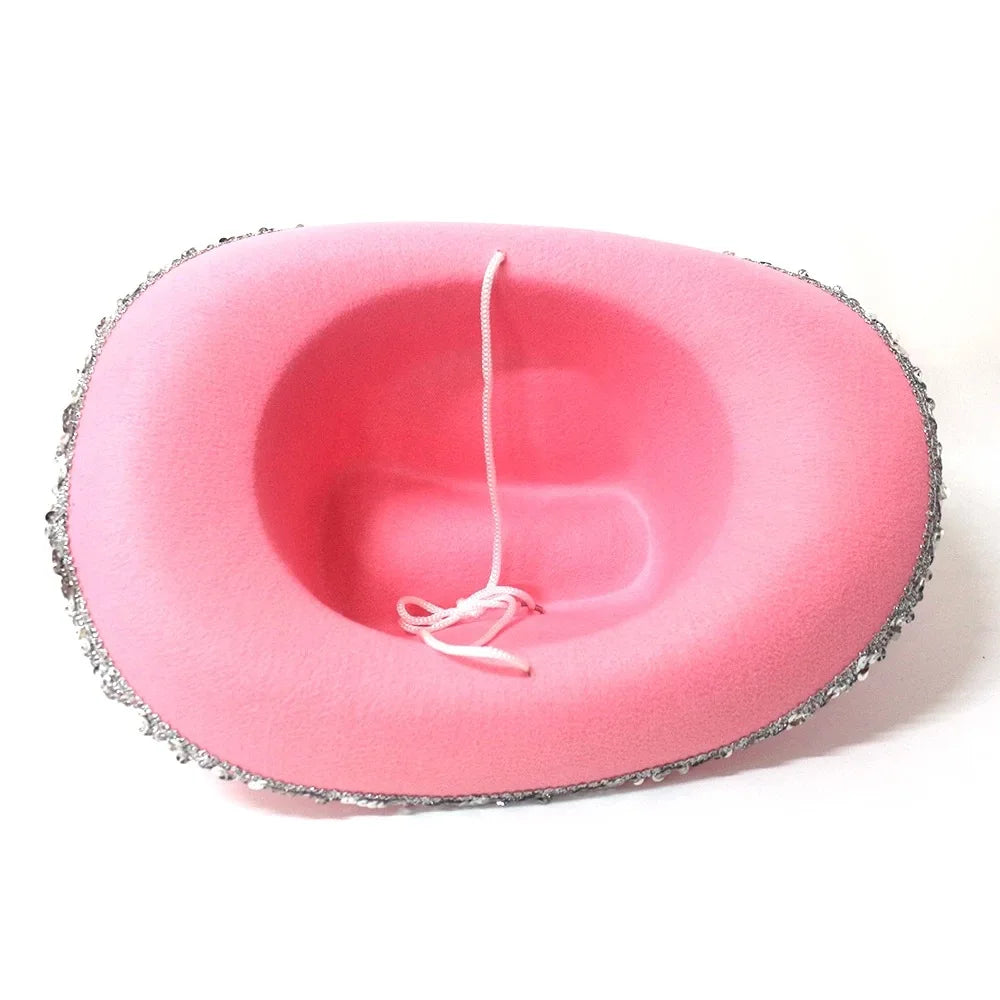 Accesorio de disfraz rosa a la moda, sombrero de vaquero para adultos, sombrero de Cosplay de Barbi, gorra de estrella para niñas y adolescentes, sombrero Barbiecore Unisex
