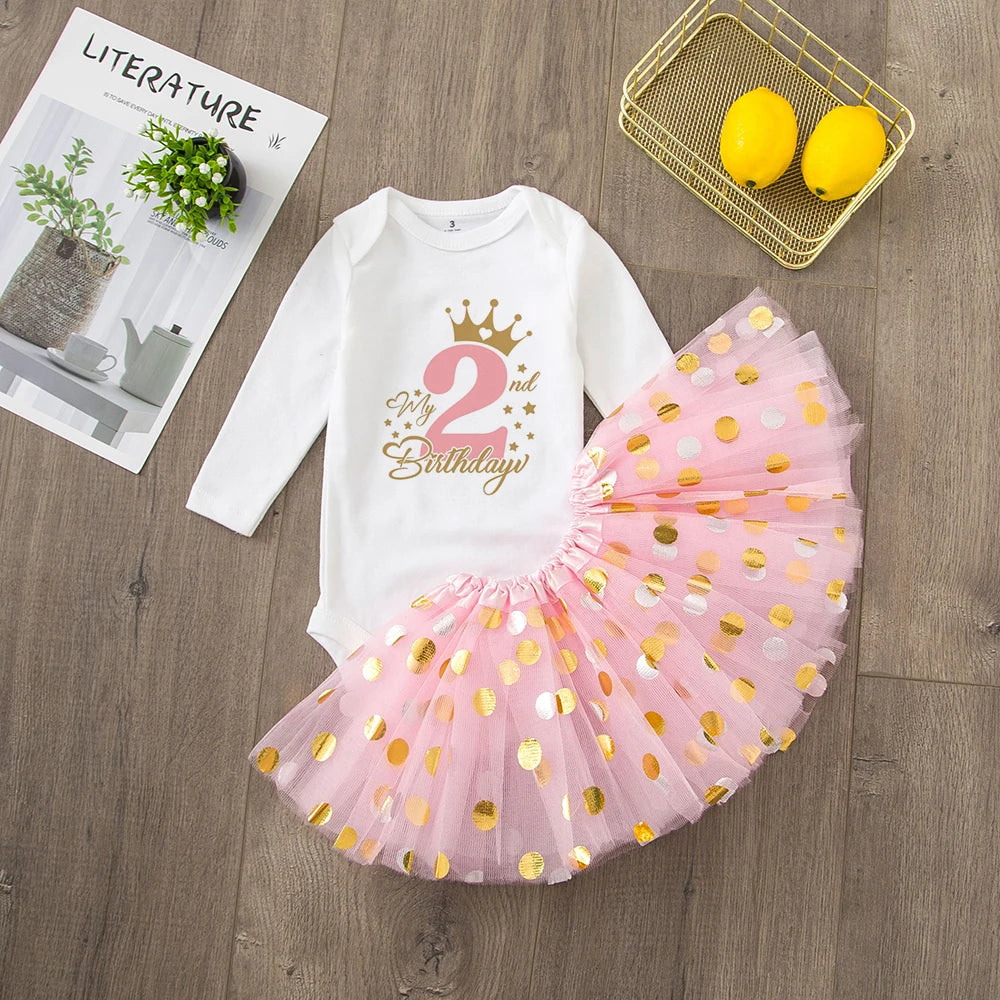 Baby Girl's 1st Birthday Outfit Birthday Tutu Girls Dress Set Newborn Infant Baby Girls 1st Birthday Dress Birthday Party Cotume